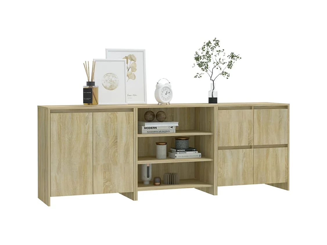 Buffets 3 pcs Chêne sonoma Bois d'ingénierie