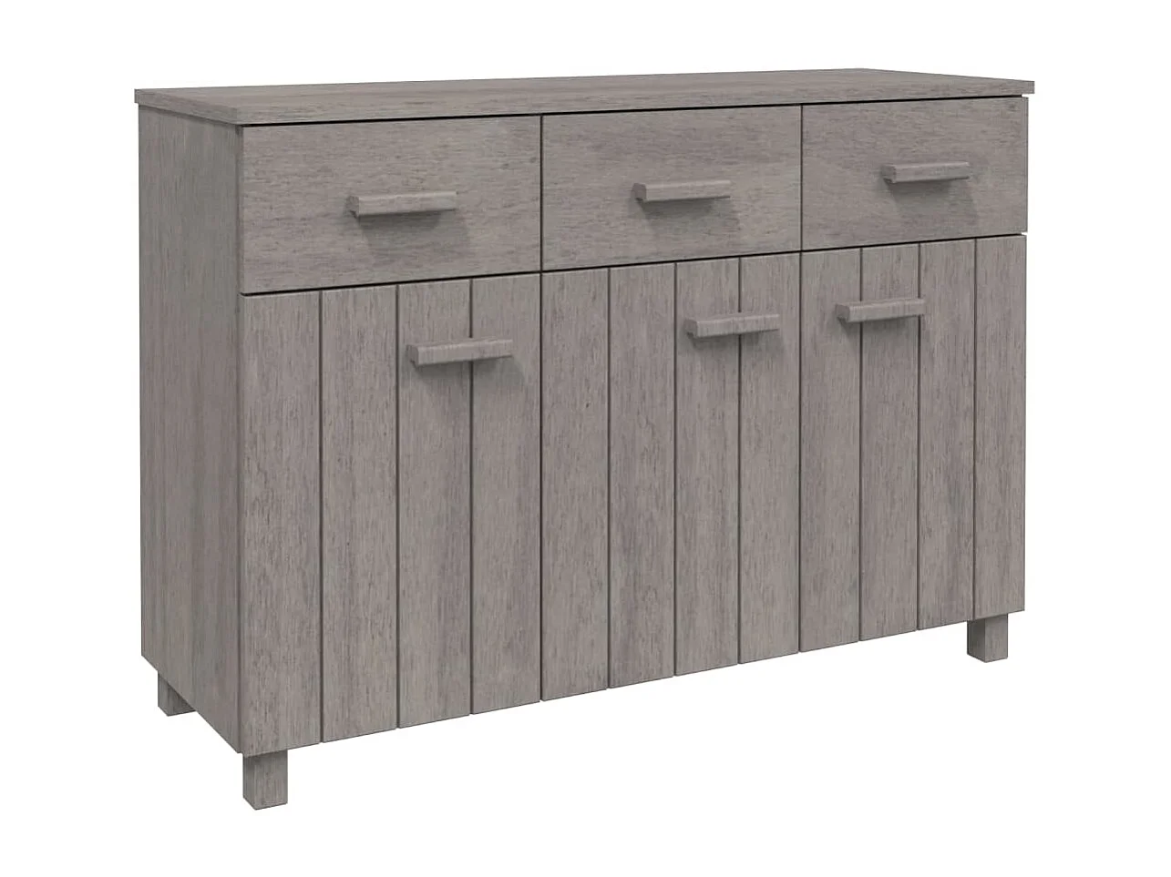 Sideboard HAMAR Hellgrau 113x40x80 cm Massivholz Kiefer