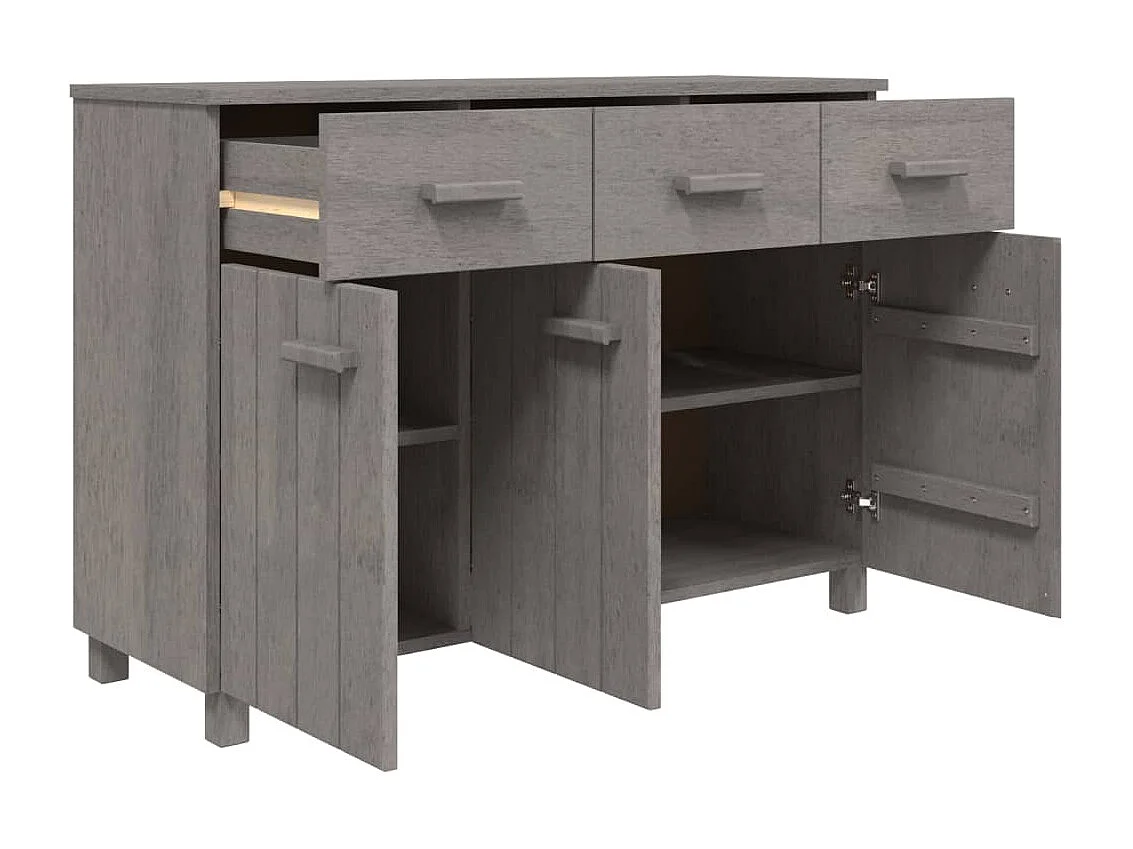 Sideboard HAMAR Hellgrau 113x40x80 cm Massivholz Kiefer