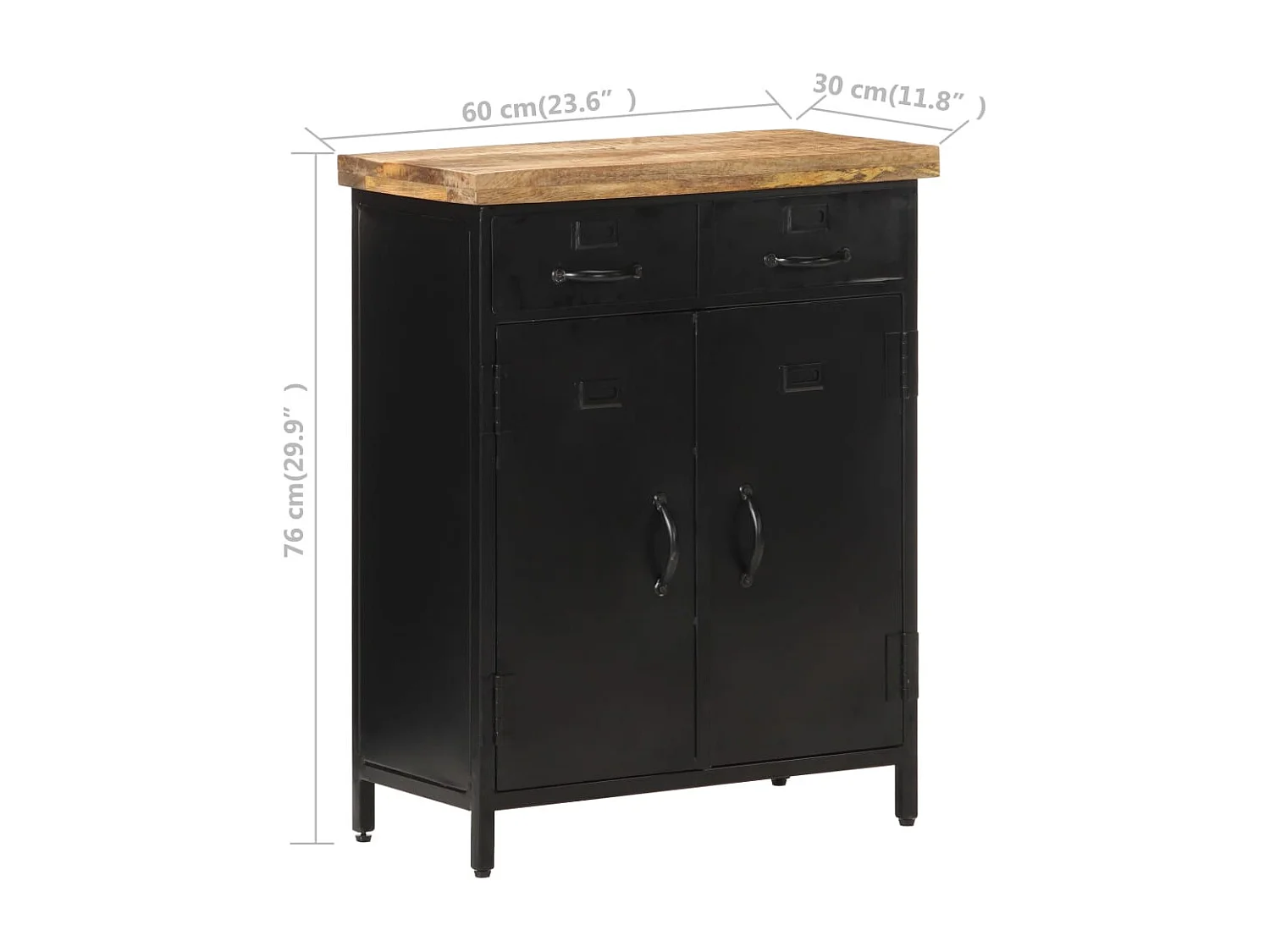 Buffet 60x30x76 cm Bois de manguier brut