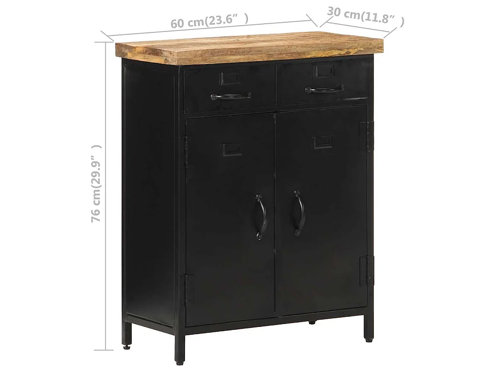 Buffet 60x30x76 cm Bois de manguier brut