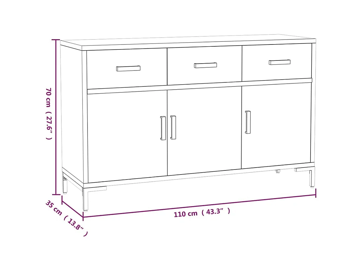 Buffet Marron 110x35x70 cm Bois de pin massif