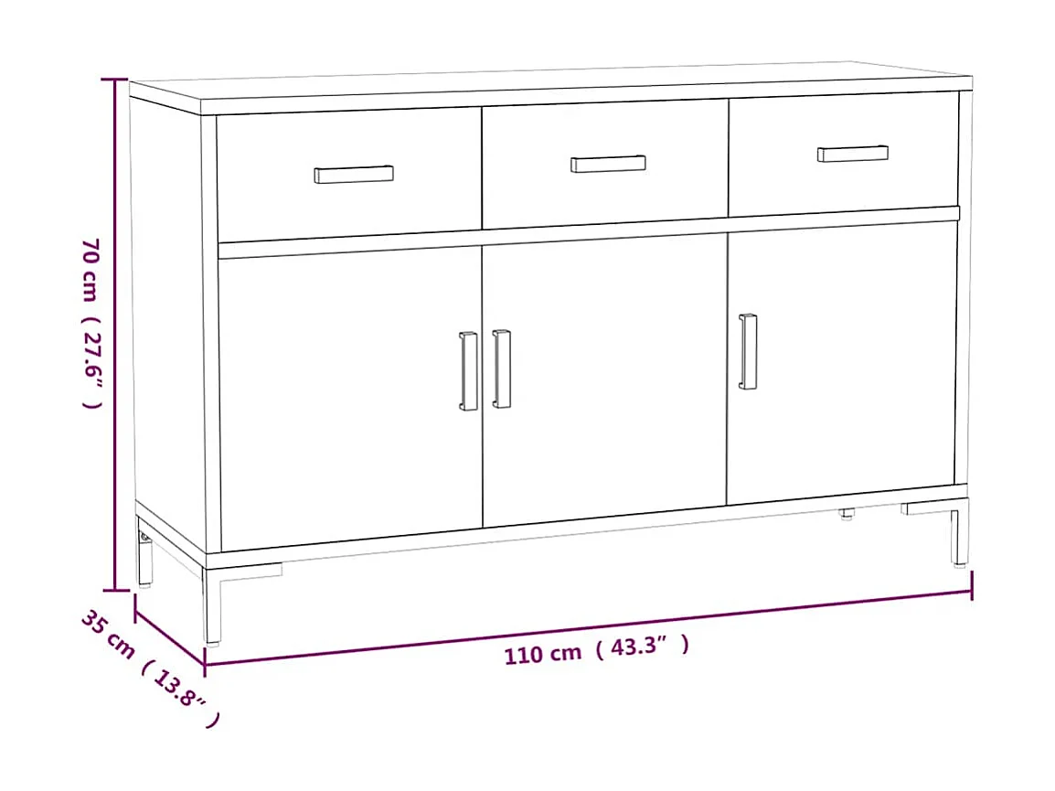 Dressoir 110x35x70 cm massief grenenhout bruin