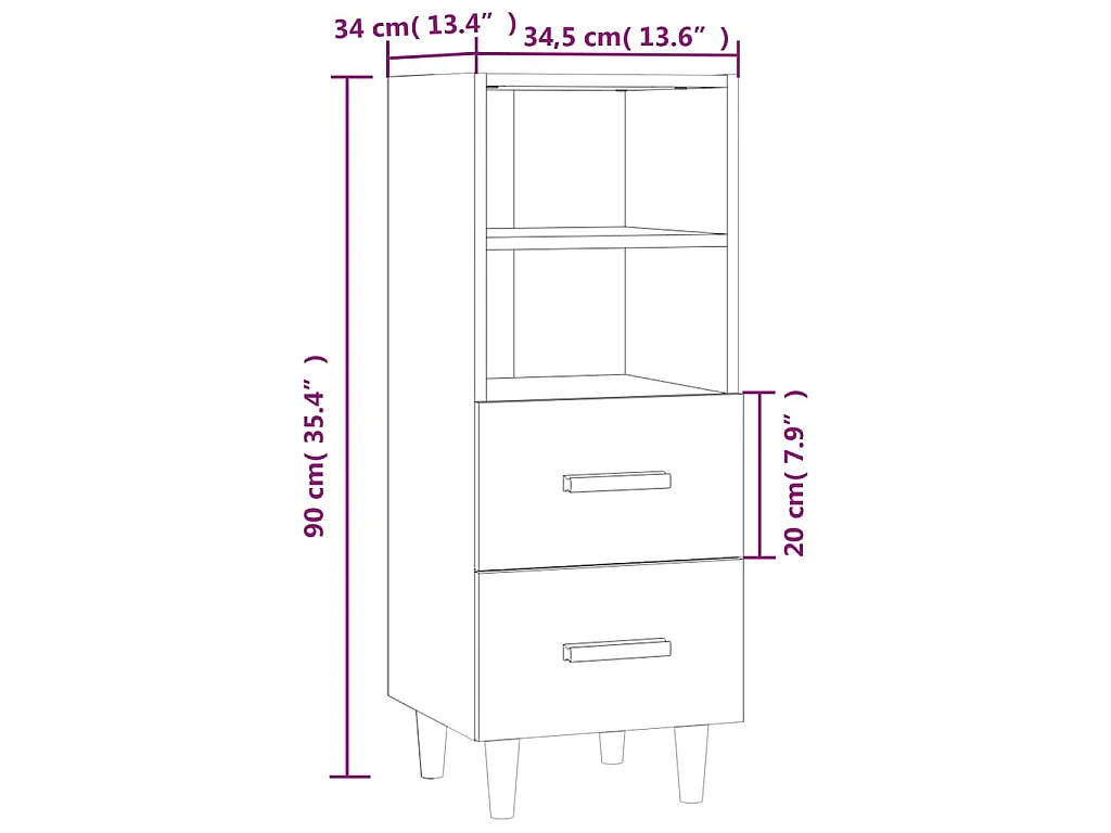 Buffet Blanc 34,5x34x90 cm Bois d'ingénierie