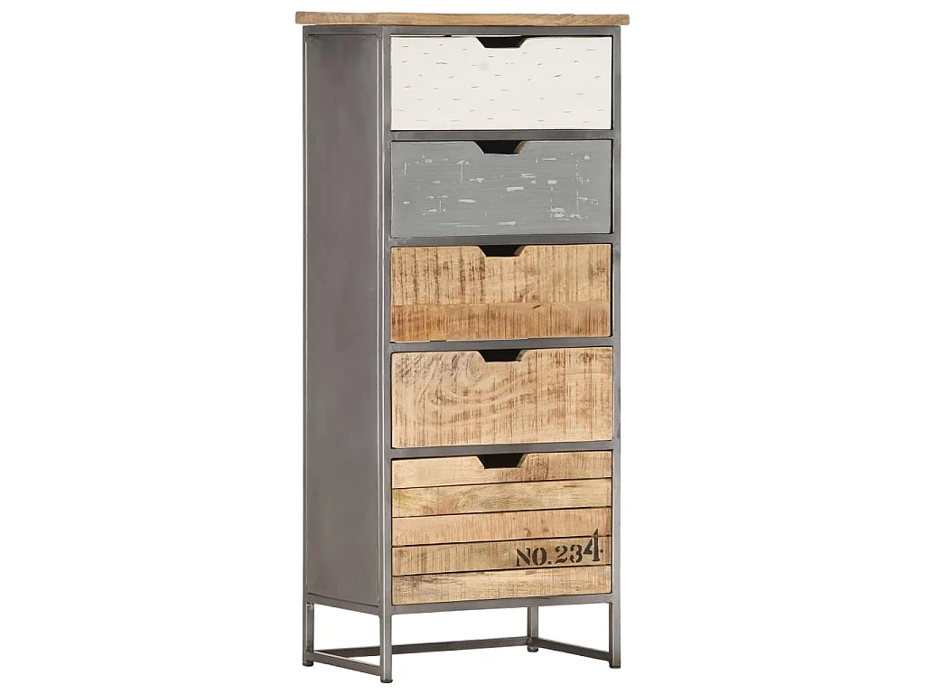 Cassettiera 45x30x105 cm in Legno Massello di Mango