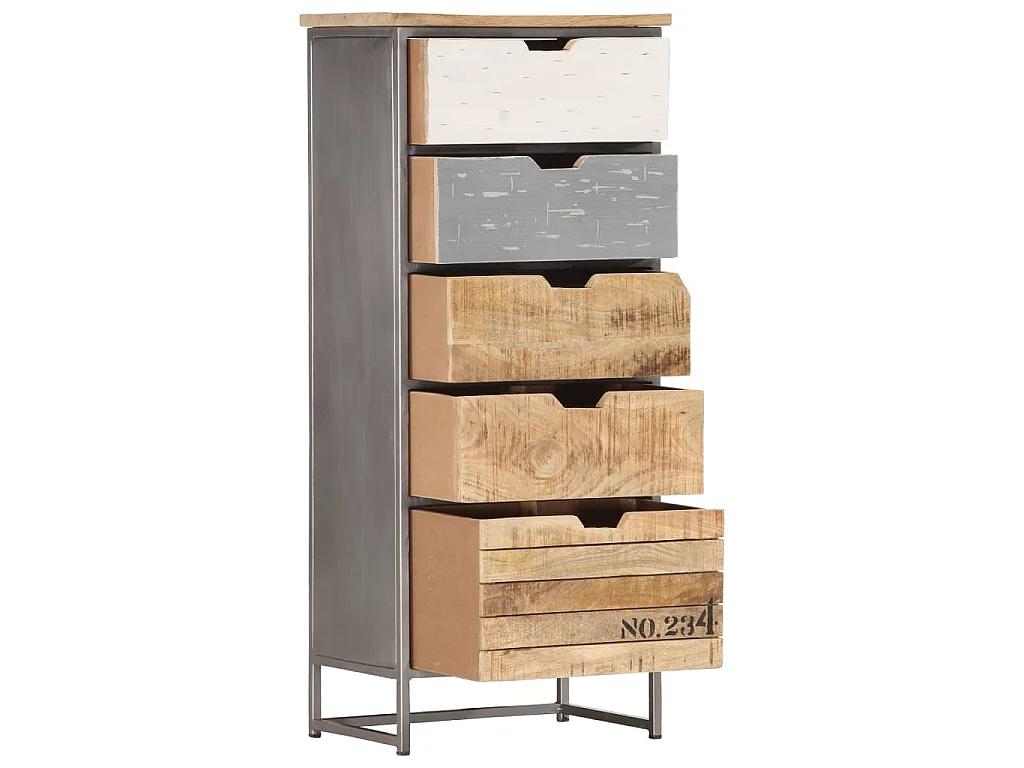 Cassettiera 45x30x105 cm in Legno Massello di Mango