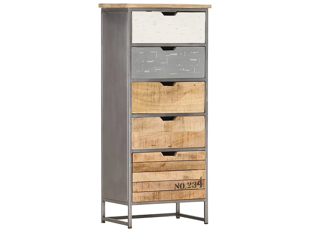 Cassettiera 45x30x105 cm in Legno Massello di Mango