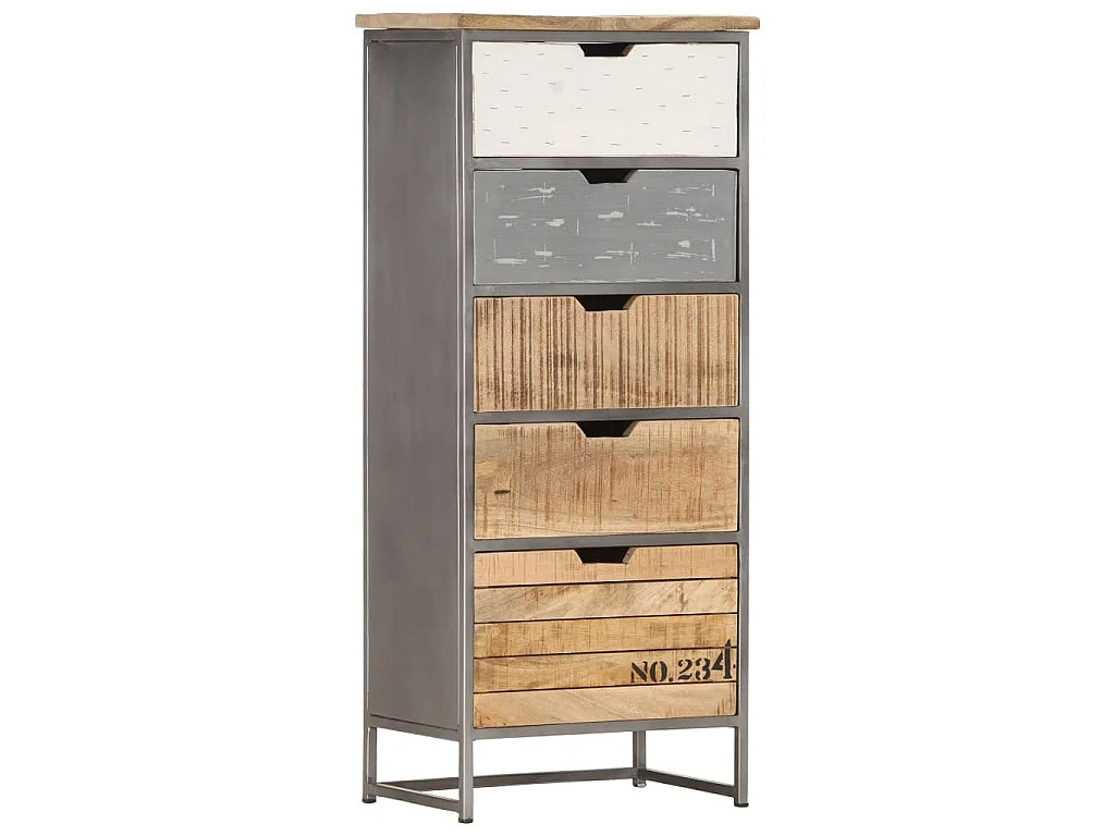 Cassettiera 45x30x105 cm in Legno Massello di Mango