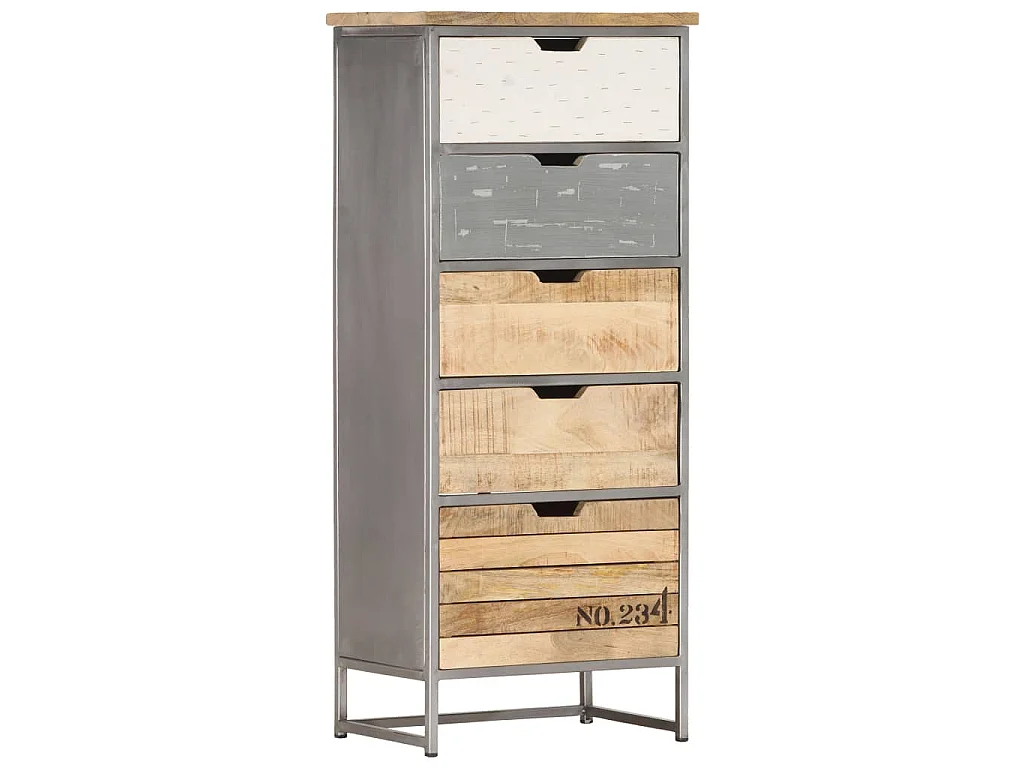 Cassettiera 45x30x105 cm in Legno Massello di Mango
