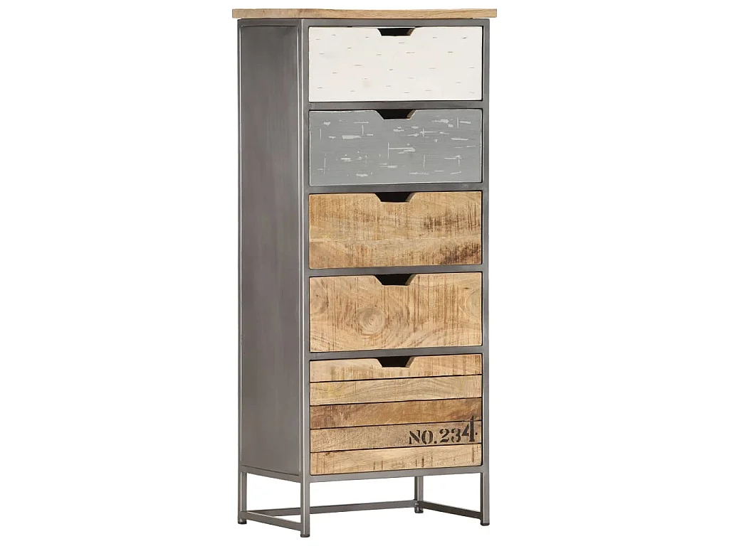 Cassettiera 45x30x105 cm in Legno Massello di Mango