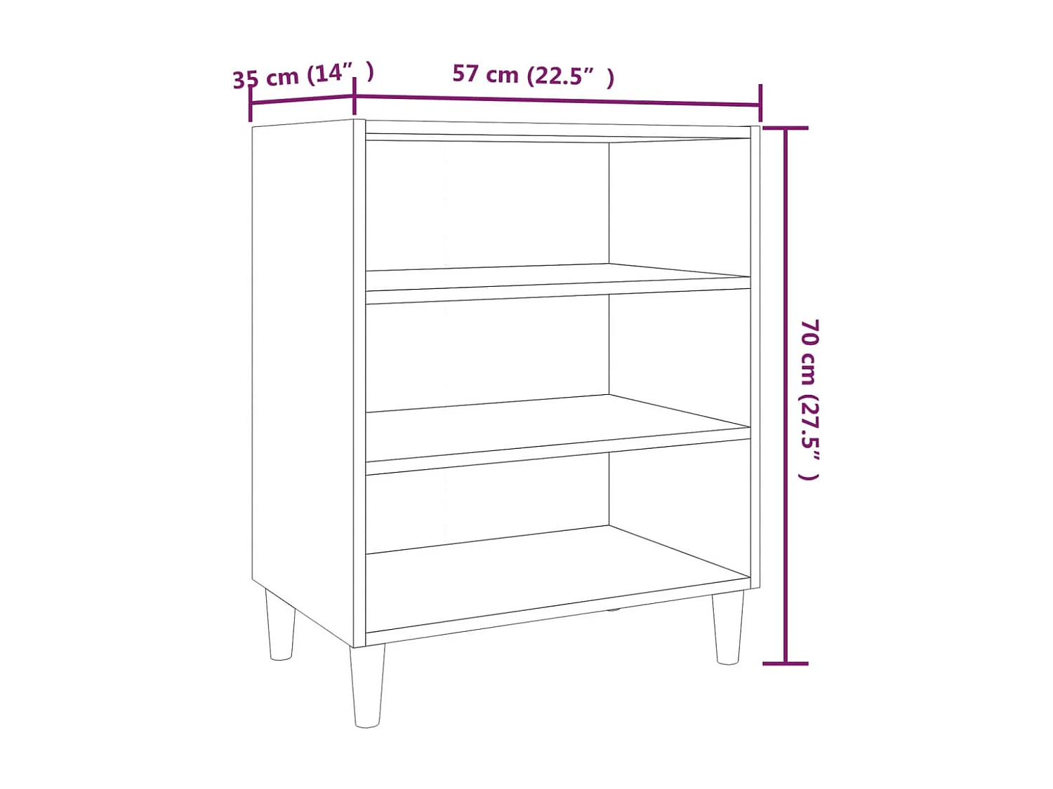 Dressoir 57x35x70 cm spaanplaat bruin eikenkleur