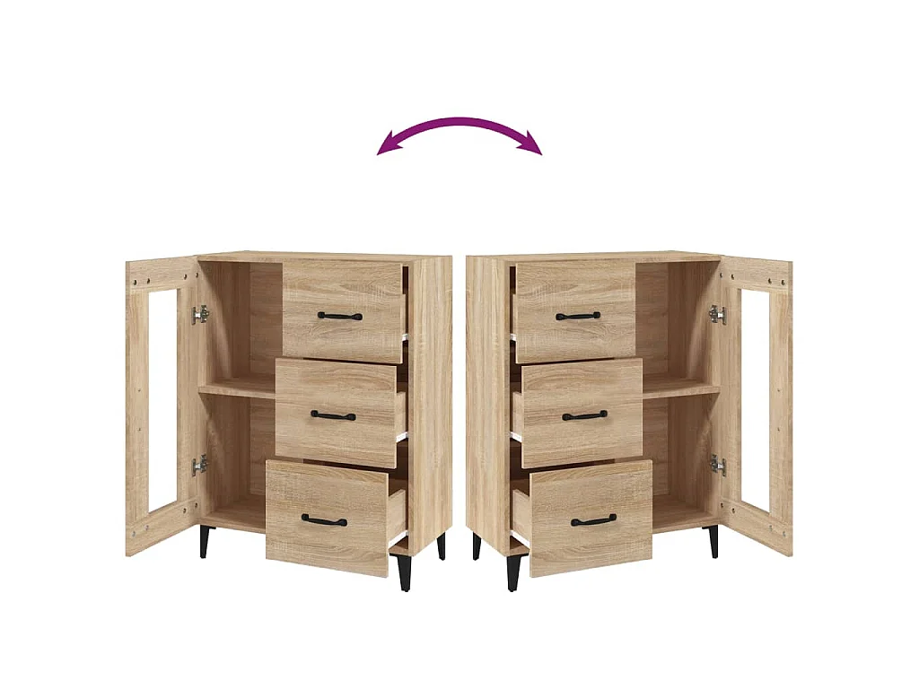 Buffet chêne sonoma 69,5x34x90 cm bois d'ingénierie