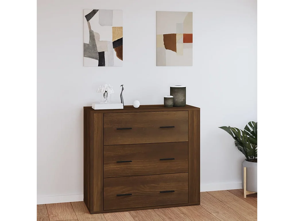 Dressoir 80x33x70 cm bewerkt hout bruin eikenkleur