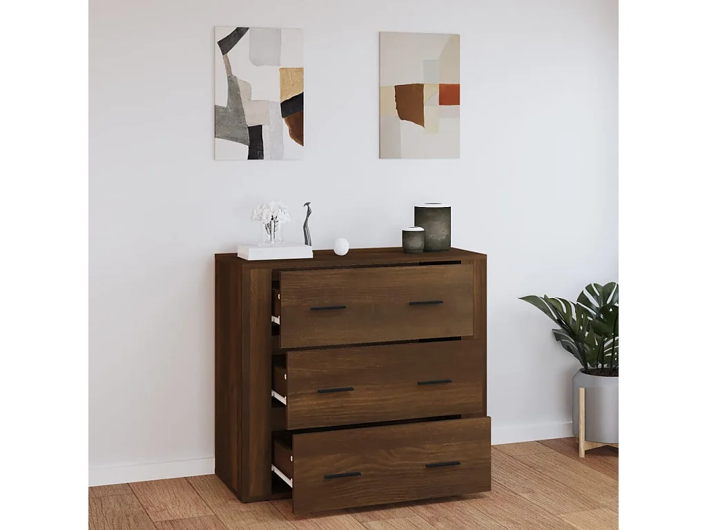 Dressoir 80x33x70 cm bewerkt hout bruin eikenkleur