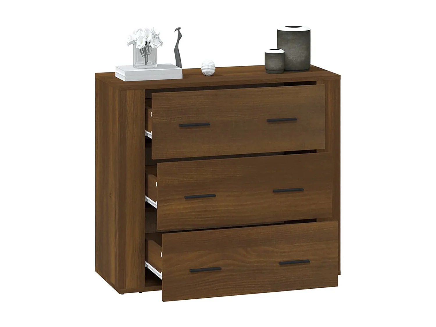 Dressoir 80x33x70 cm bewerkt hout bruin eikenkleur