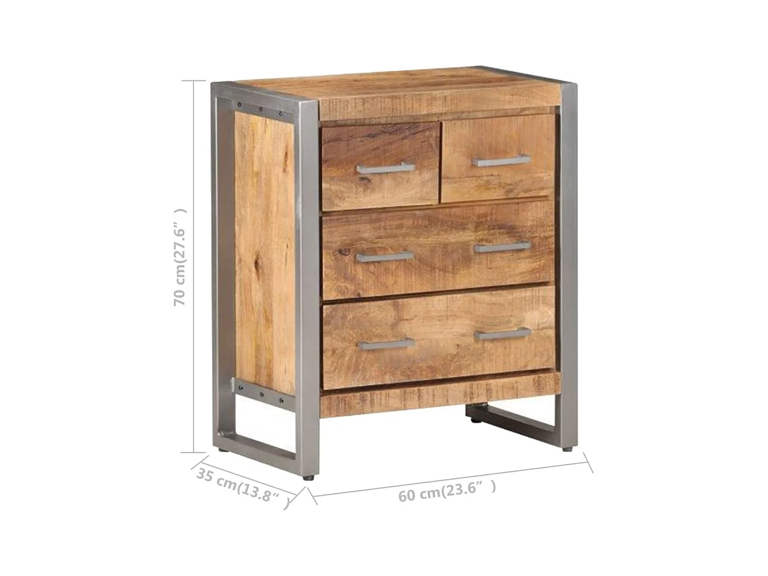 Credenza 60x35x70 cm in Legno di Mango Grezzo