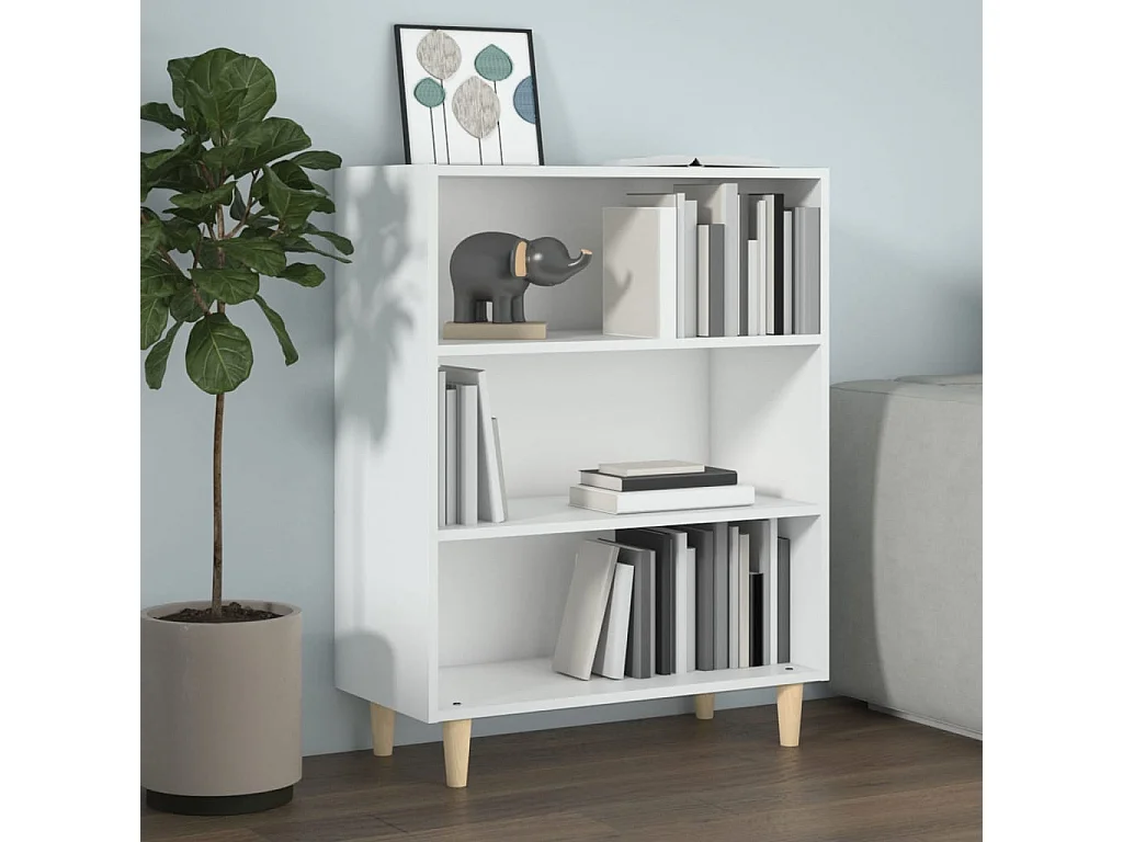 Buffet Blanc brillant 69,5x32,5x90 cm Bois d'ingénierie