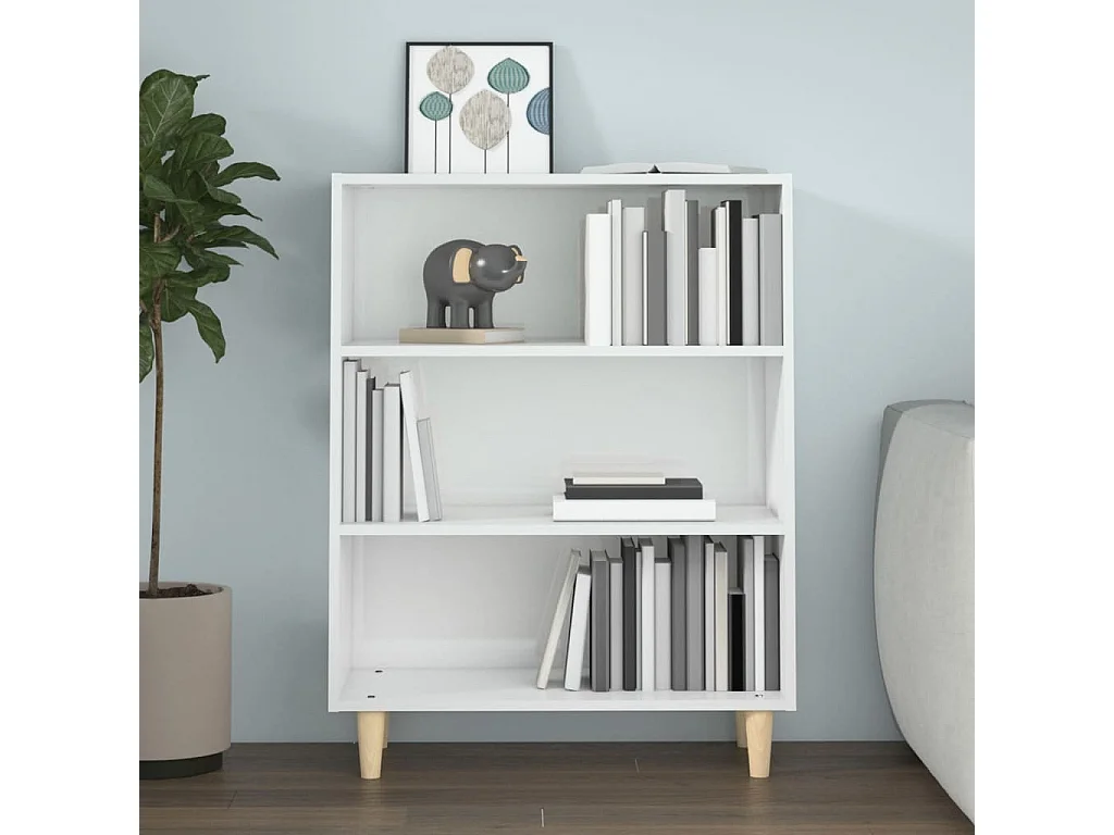 Buffet Blanc brillant 69,5x32,5x90 cm Bois d'ingénierie