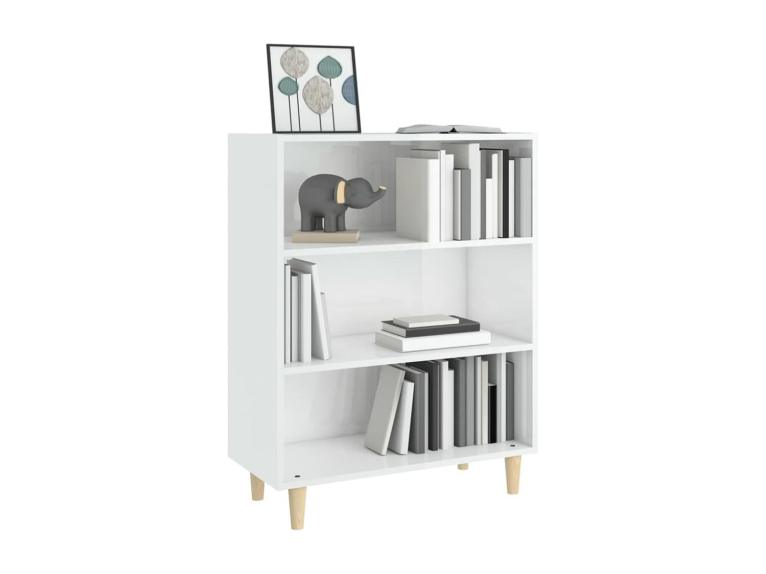Buffet Blanc brillant 69,5x32,5x90 cm Bois d'ingénierie
