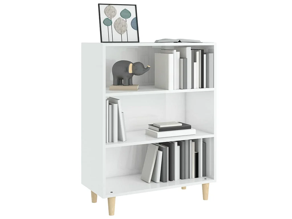 Buffet Blanc brillant 69,5x32,5x90 cm Bois d'ingénierie