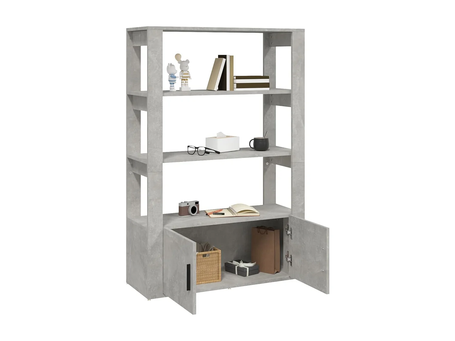 Dressoir 80x30x119,5 cm bewerkt hout betongrijs