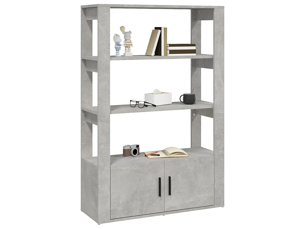 Dressoir 80x30x119,5 cm bewerkt hout betongrijs