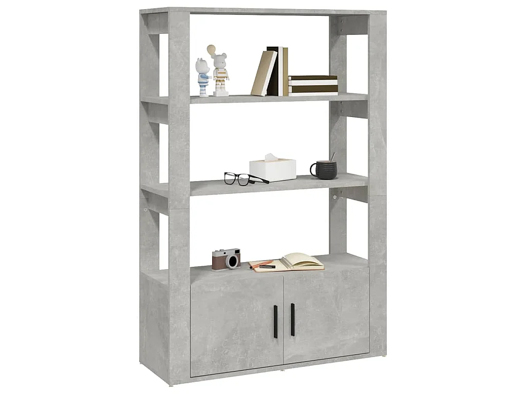 Dressoir 80x30x119,5 cm bewerkt hout betongrijs