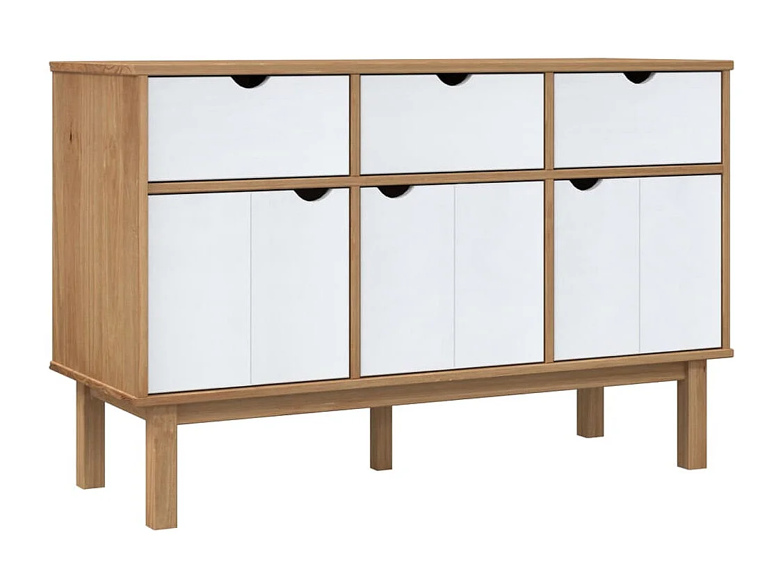 Credenza OTTA Marrone e Bianco 114x43x73,5 cm in Legno di Pino