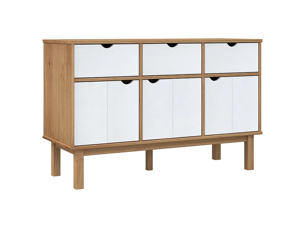 Buffet OTTA Marron et blanc 114x43x73,5 cm Bois massif pin