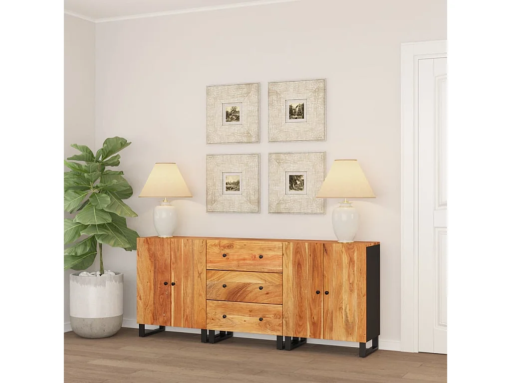 Buffets 3 pcs Bois d'acacia solide