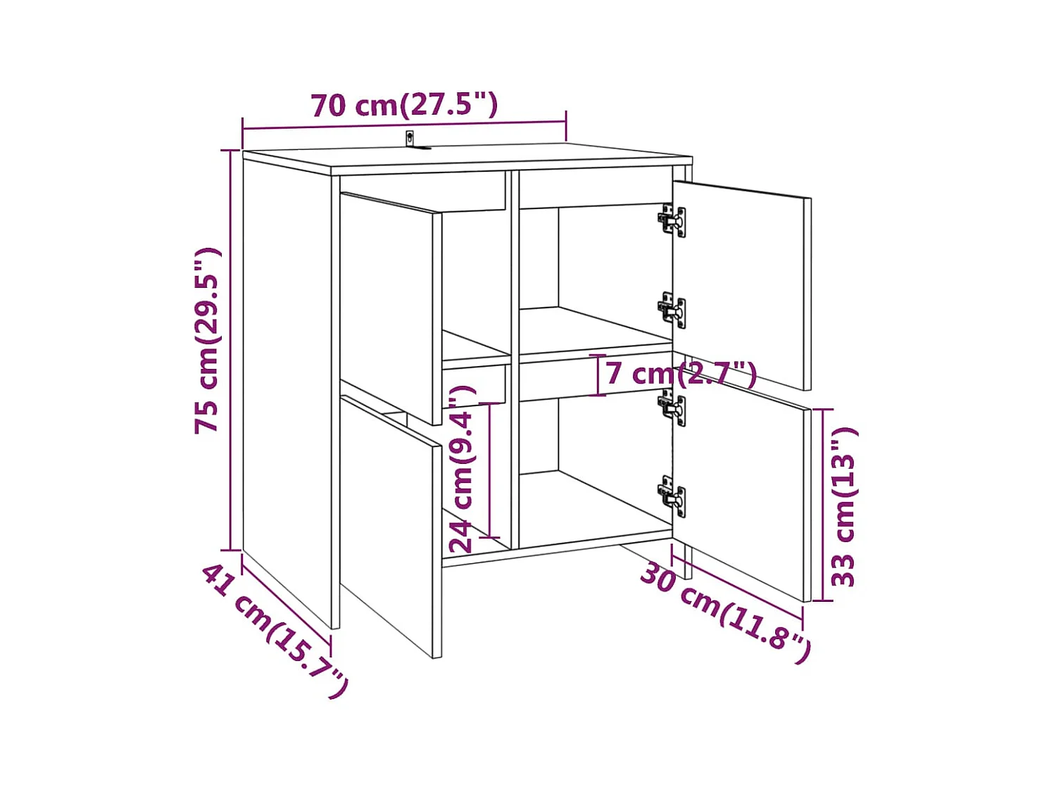 Buffets 2 pcs Gris béton Bois d'ingénierie