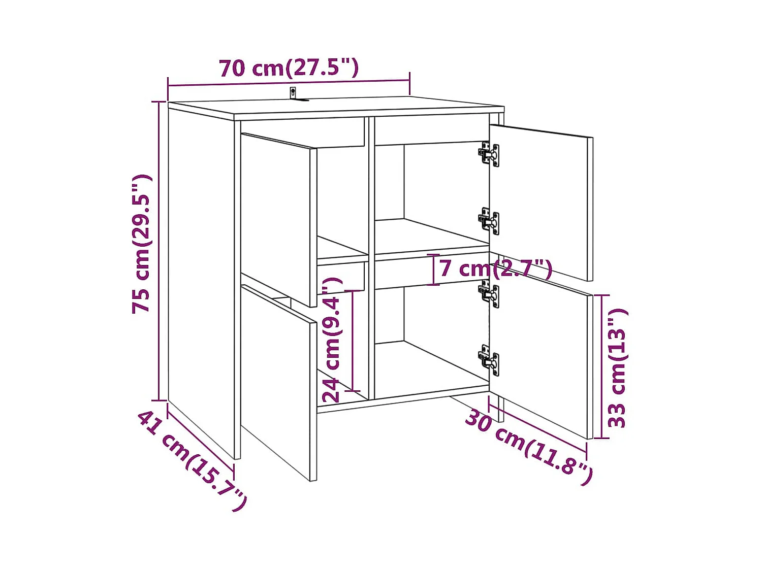Buffets 2 pcs Gris béton Bois d'ingénierie