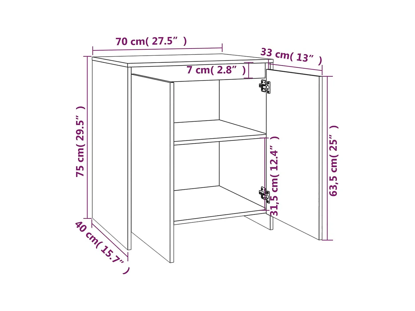 Aparador de 3 piezas madera manufacturada color roble ahumado
