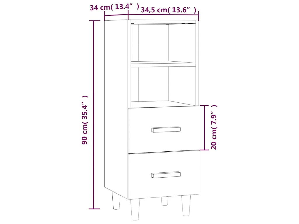 Buffet Chêne sonoma 34,5x34x90 cm Bois d'ingénierie