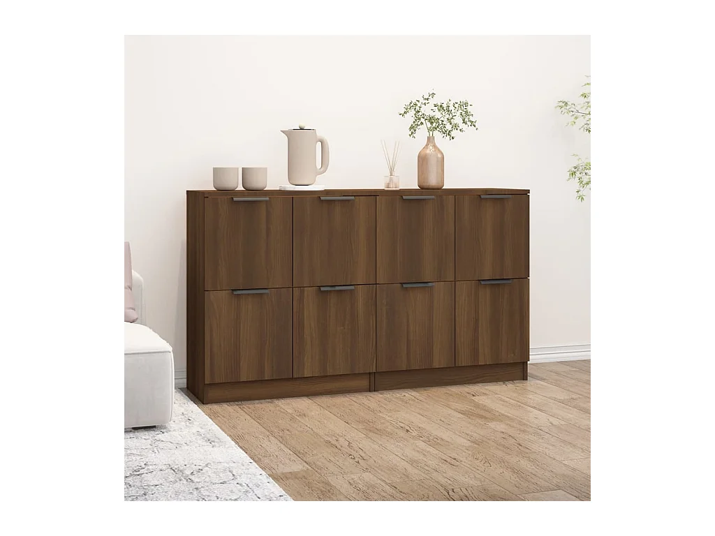 Buffets 2 pcs chêne marron 60x30x70 cm Bois d'ingénierie