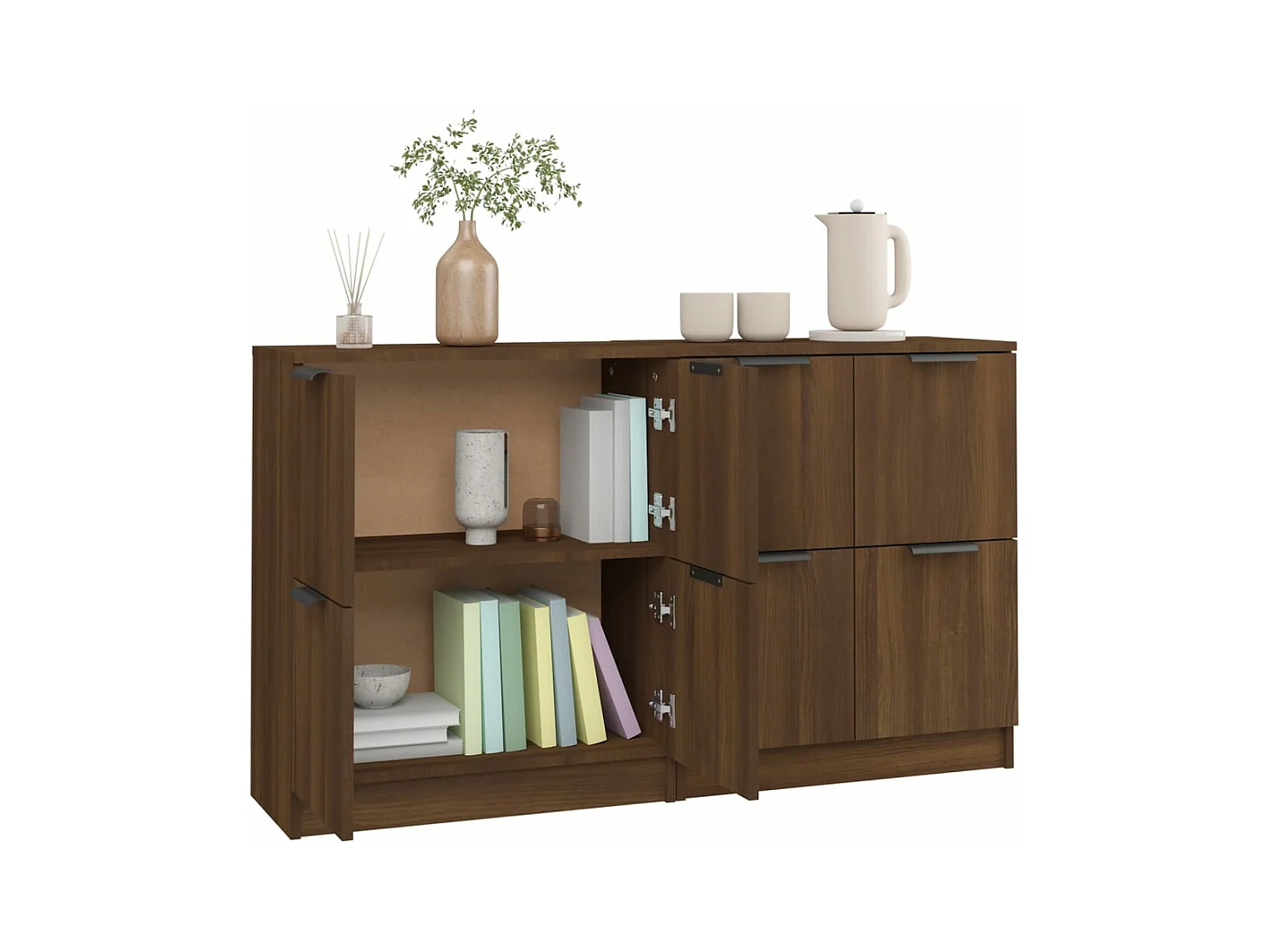 Buffets 2 pcs chêne marron 60x30x70 cm Bois d'ingénierie