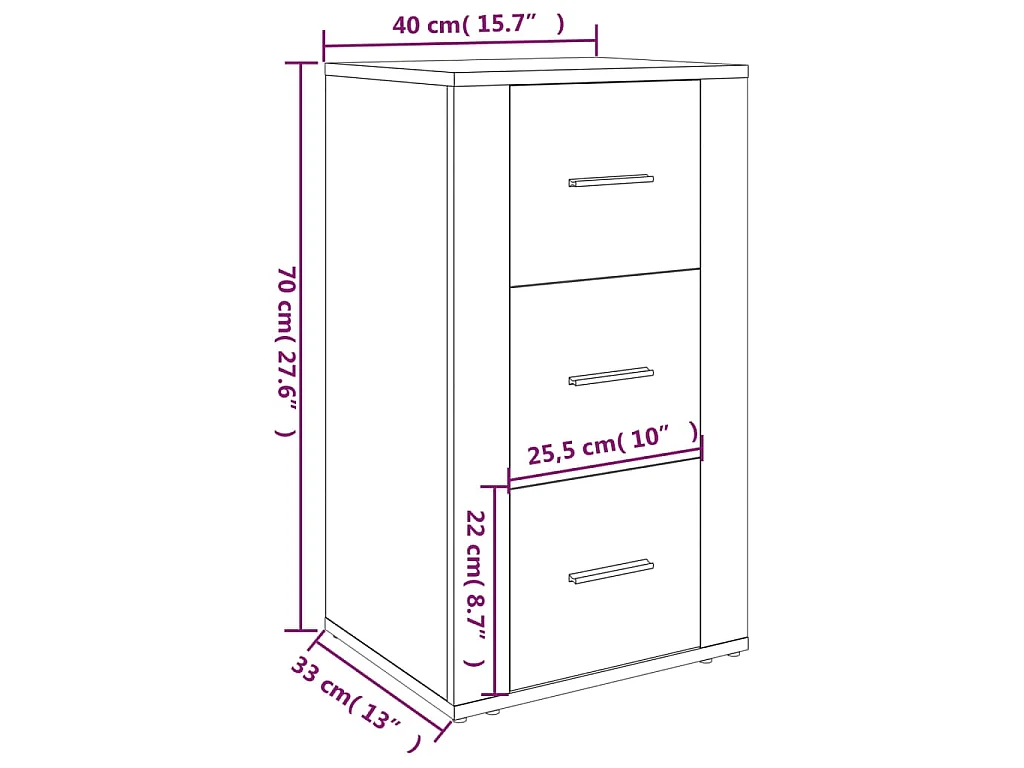 Buffet Chêne sonoma 40x33x70 cm Bois d'ingénierie