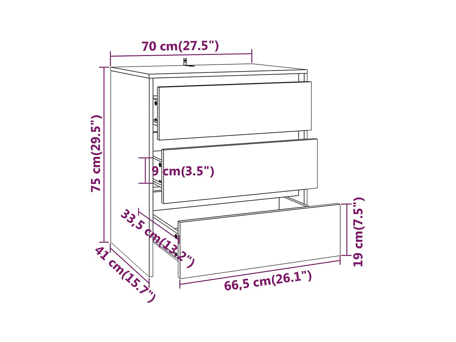 Buffet Chêne fumé 70x41x75 cm Bois d'ingénierie