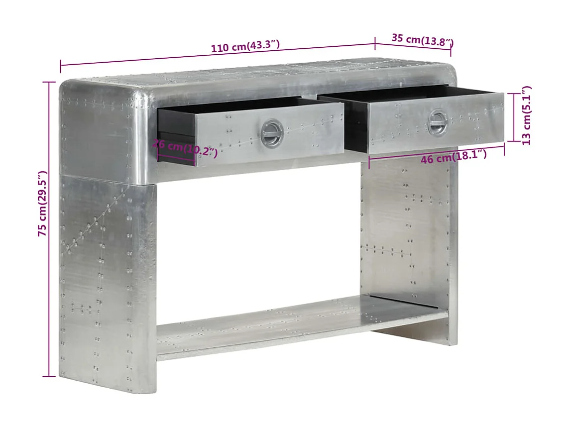 Buffet de style aviation 110x35x75 cm Métal