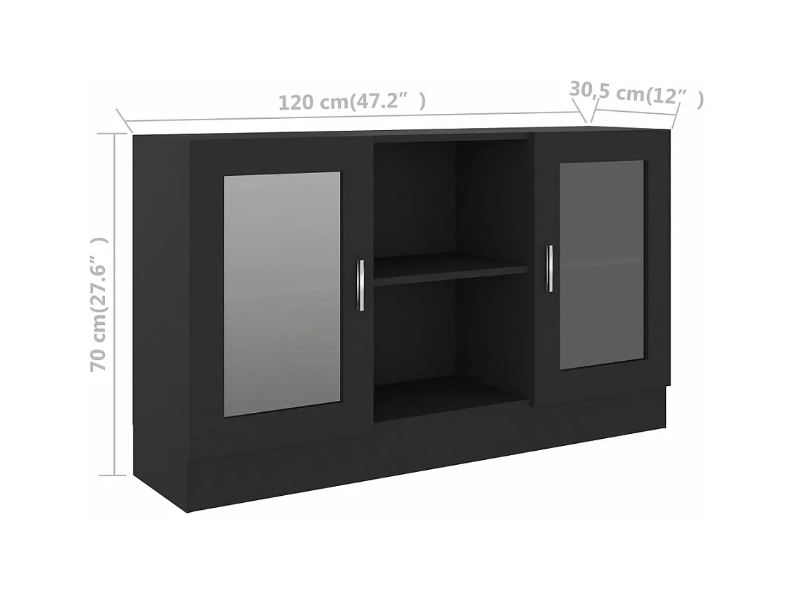 Armoire à vitrine Noir 120x30,5x70 cm Bois d'ingénierie