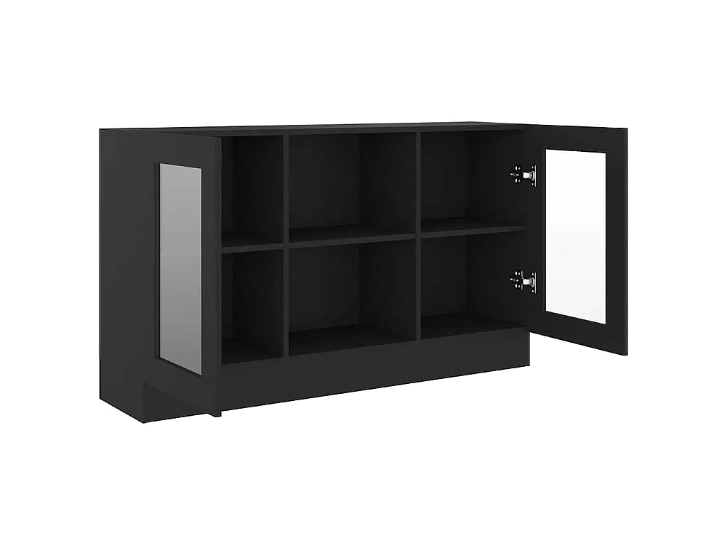 Vitrina de madera contrachapada negro 120x30,5x70 cm