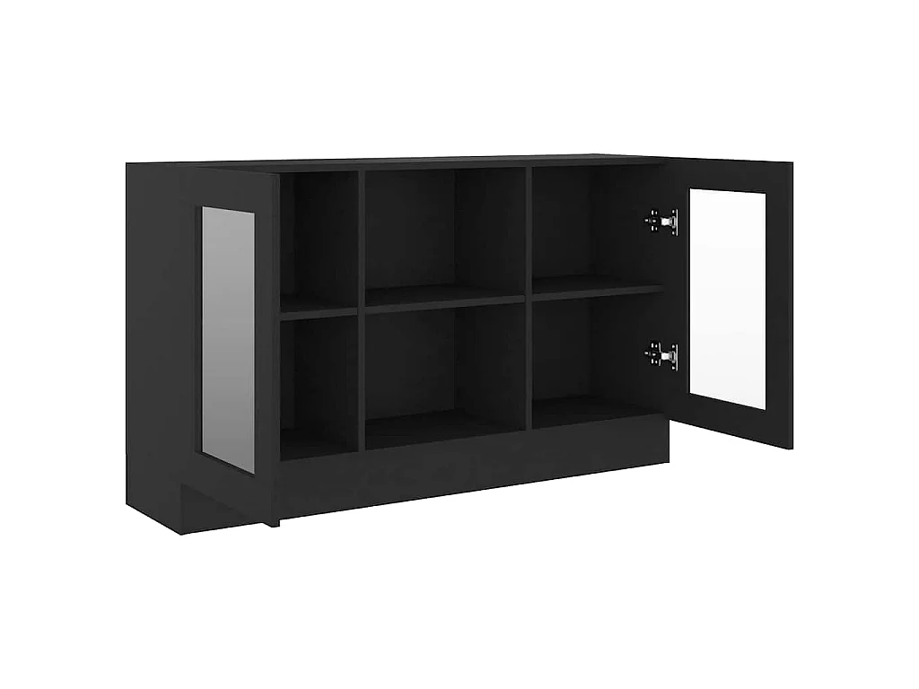 Armadietto con Vetrina Nero 120x30,5x70 cm Legno Multistrato