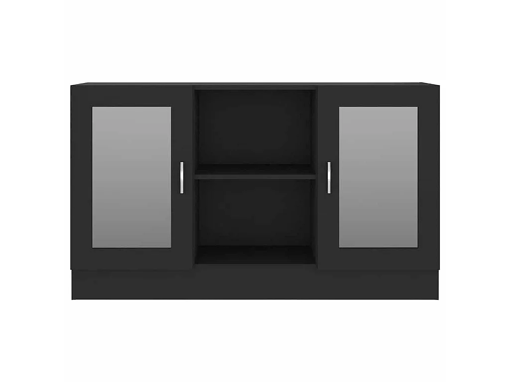 Armadietto con Vetrina Nero 120x30,5x70 cm Legno Multistrato