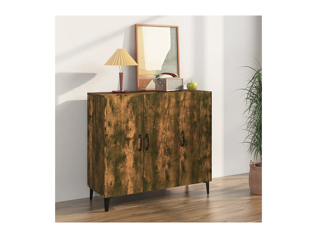 Buffet chêne fumé 90x34x80 cm bois d'ingénierie