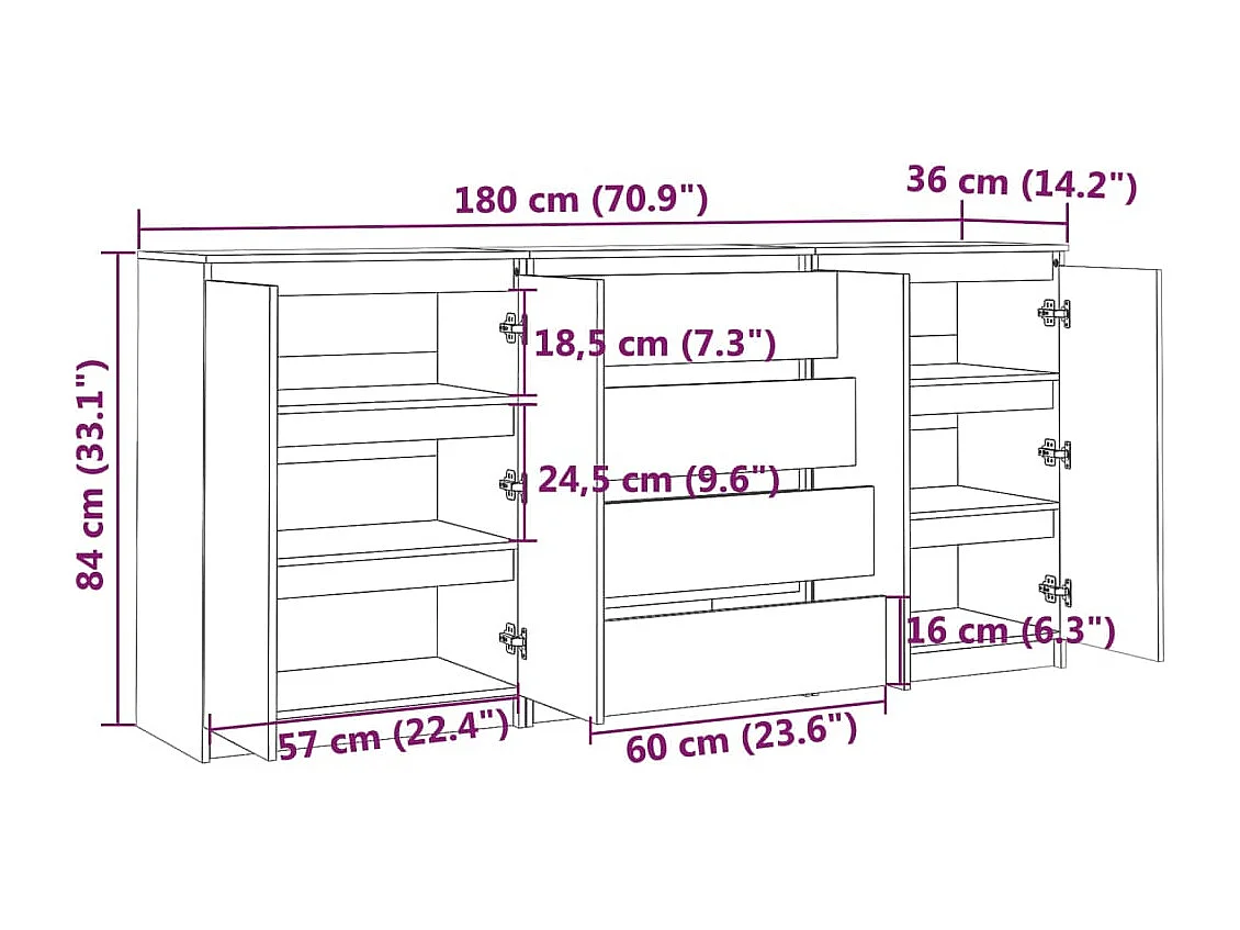 Armários de apoio 3 pcs pinho maciço branco