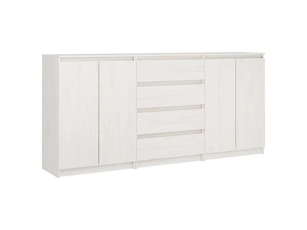Credenze 3 pz in Legno Massello di Pino Bianco