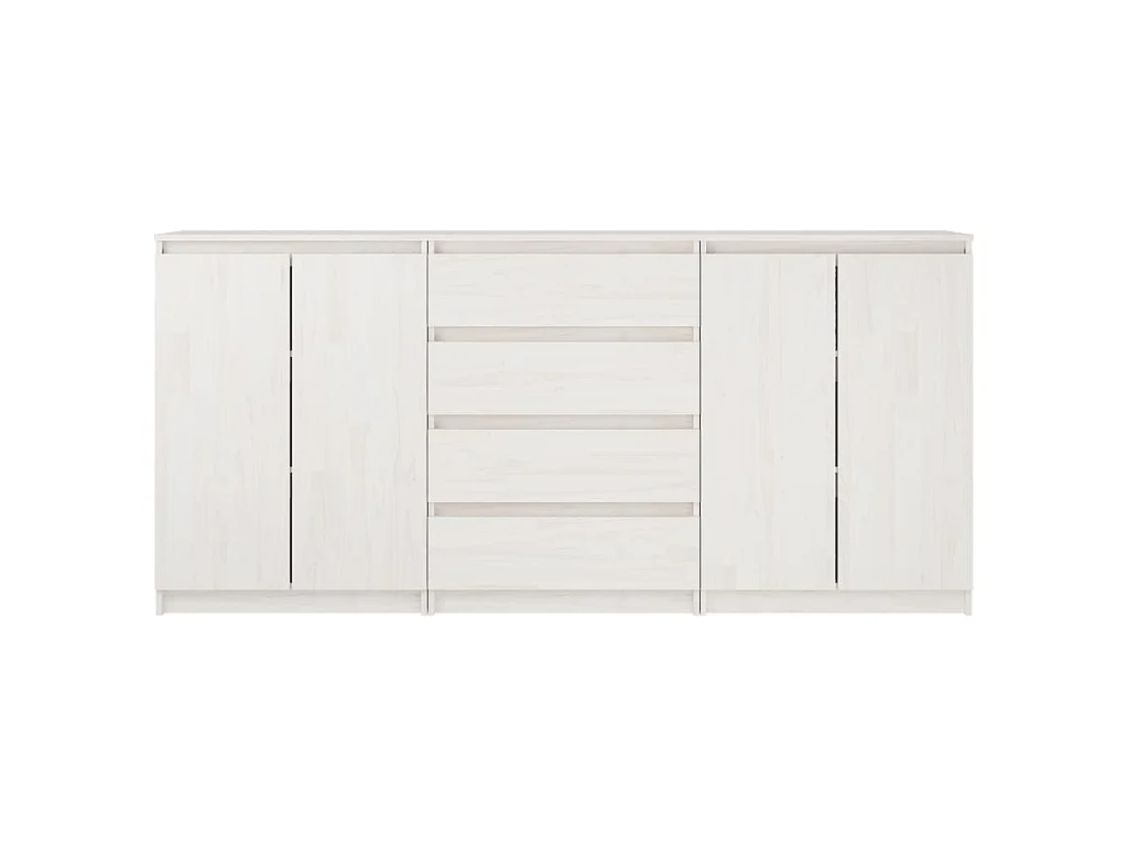 Credenze 3 pz in Legno Massello di Pino Bianco