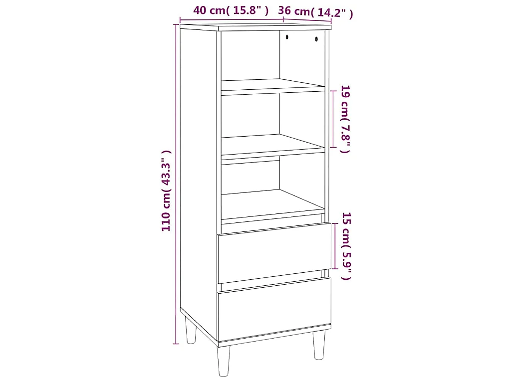 Aparador alto madera contrachapada roble Sonoma 40x36x110 cm