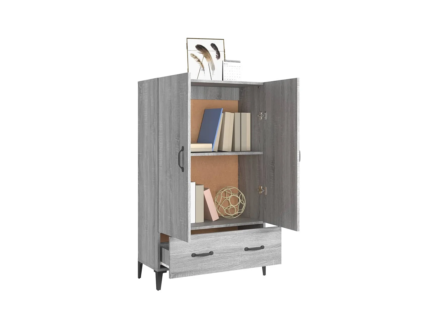 Hoge kast 70x31x115 cm bewerkt hout grijs sonoma eikenkleurig