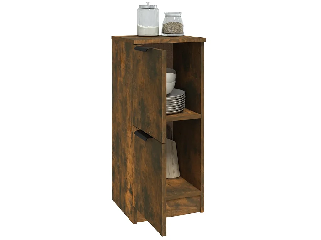 Dressoirs 2 st 30x30x70 cm bewerkt hout gerookt eikenkleurig